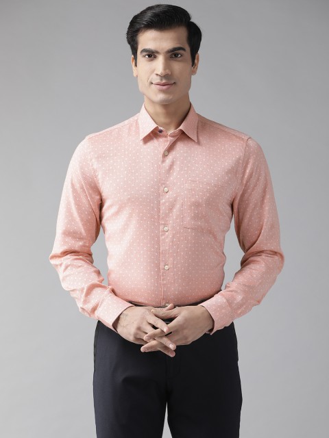 

Blackberrys Men Orange & Off-White Slim Fit Self Design Formal Shirt