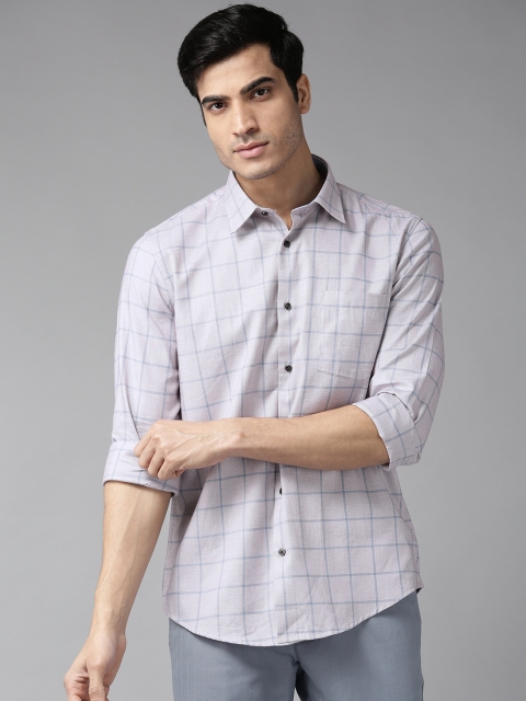 

Blackberrys Men Grey & Blue Slim Fit Checked Casual Shirt