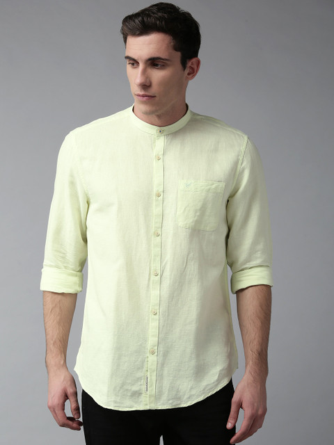 

Blackberrys Men Lime Green Slim Fit Solid Casual Shirt