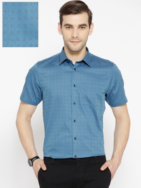 

Blackberrys Men Teal Blue Slim Fit Self Design Formal Shirt