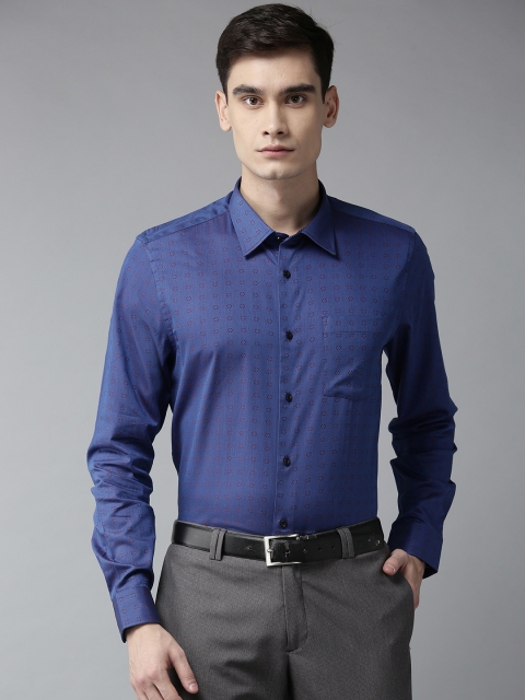 

Blackberrys Men Blue & Red Slim Fit Self Design Casual Shirt