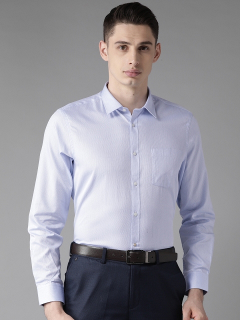 

Blackberrys Men Blue & White Slim Fit Self Design Formal Shirt