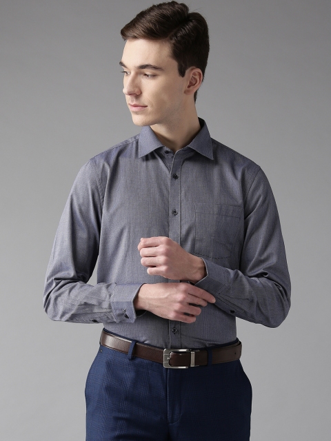 

Blackberrys Men Navy Blue & White Slim Fit Self Design Formal Shirt