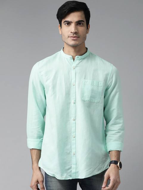 

Blackberrys Men Sea Green Slim Fit Solid Casual Shirt