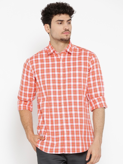 

Blackberrys Men Orange & Pink Slim Fit Checked Casual Shirt