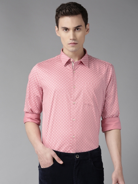 

Blackberrys Men Pink & White Slim Fit Printed Smart Casual Shirt