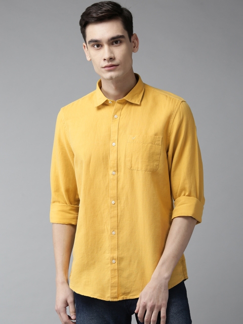 

Blackberrys Men Mustard Yellow Slim Fit Solid Casual Shirt