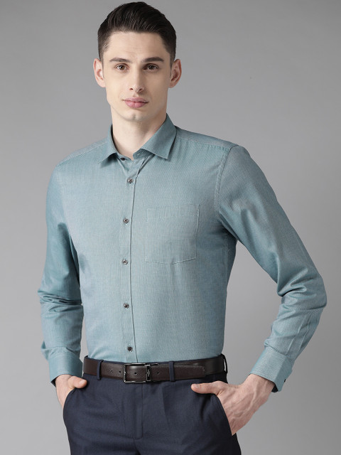 

Blackberrys Men Teal Blue Slim Fit Textured Formal Shirt