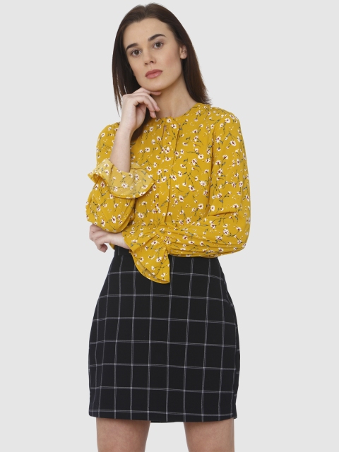 

Vero Moda Women Mustard Yellow Printed Top