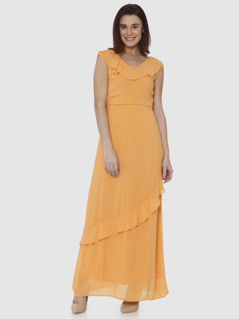 

Vero Moda Women Mustard Yellow Solid Maxi Dress