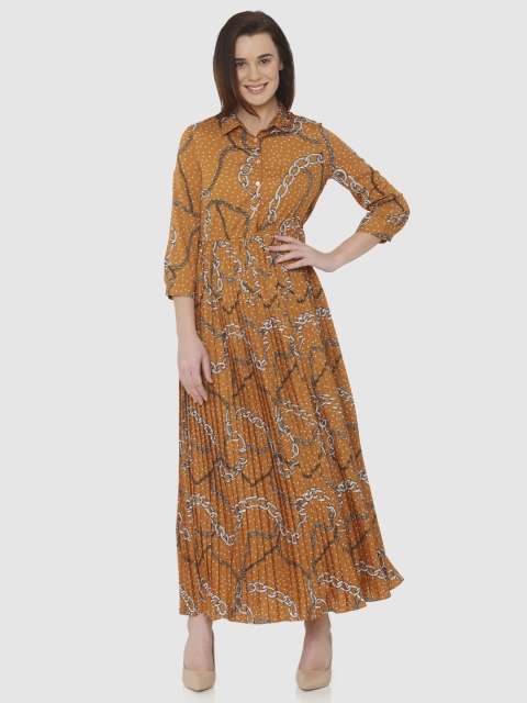 

Vero Moda Women Rust Printed Maxi Dress