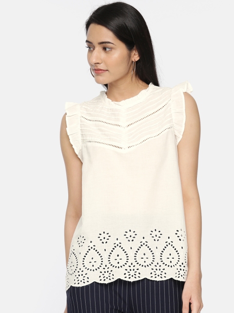 

Vero Moda Women Off-White Self Design Top