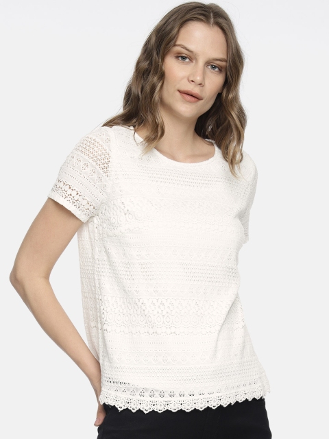 

Vero Moda Women White Self Design Lace Top