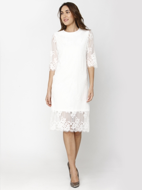 

Vero Moda Women White Self Design Sheath Dress