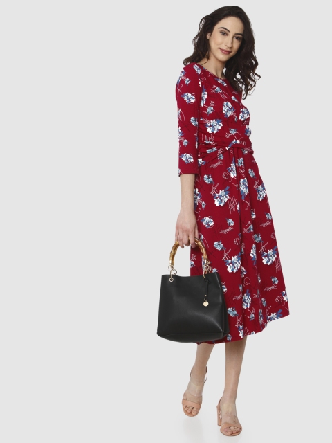 

Vero Moda Women Red & Blue Printed A-Line Dress