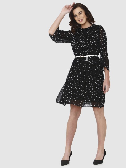 

Vero Moda Women Black Printed A-Line Dress
