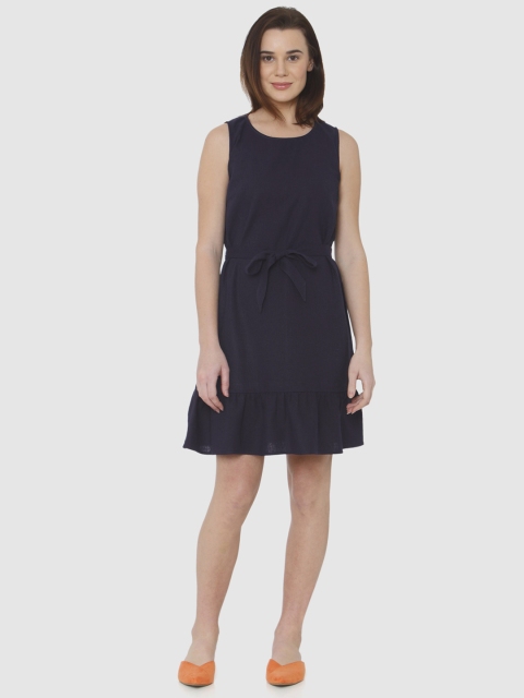 

Vero Moda Women Navy Blue Solid Fit and Flare Dress