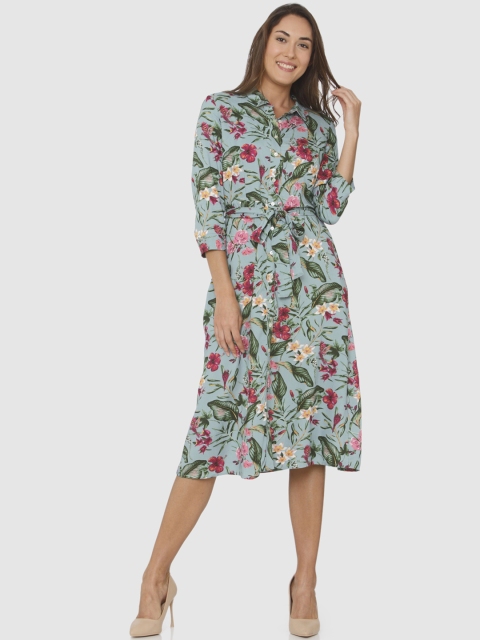 

Vero Moda Women Green Printed Shirt Dress
