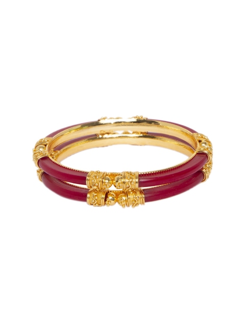 

Mali Fionna Women Set Of 2 Gold-Plated & Red Bangles
