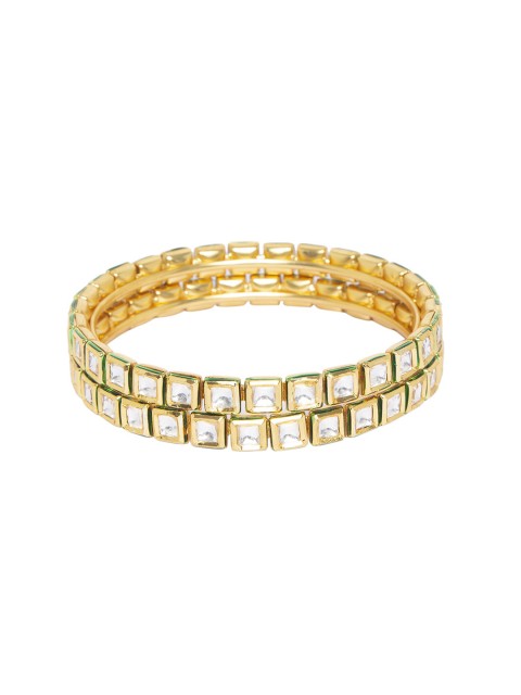 

Mali Fionna Set of 2 Gold-Toned & White Kundan Bangles