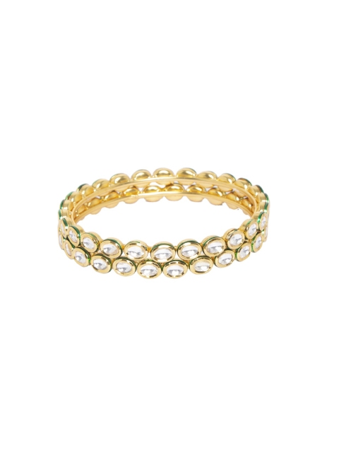 

Mali Fionna Women Set Of 2 Gold-Plated & White Kundan-Studded Bangles