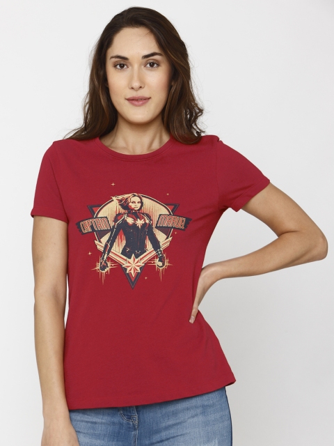 

Vero Moda Women Red Printed Round Neck T-shirt