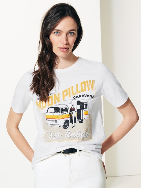 

Marks & Spencer Women White Printed Round Neck T-shirt