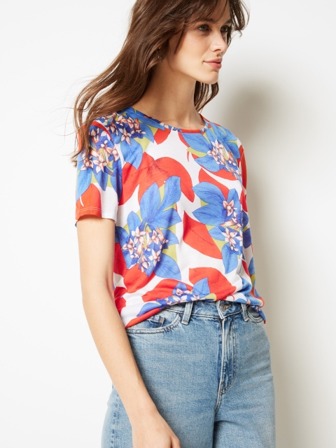 

Marks & Spencer Women Multicoloured Printed Round Neck T-shirt, Multi
