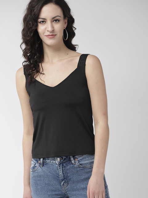

FOREVER 21 Women Kendall + Kylie Black Solid Tank Top