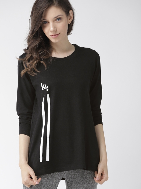 

FOREVER 21 Women Black Kendall + Kylie Printed Detail Round Neck T-shirt