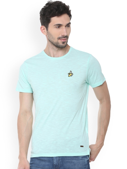

People Men Sea Green Solid Round Neck T-shirt