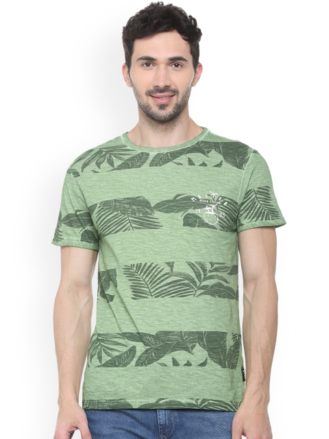 

People Men Green Printed Round Neck T-shirt