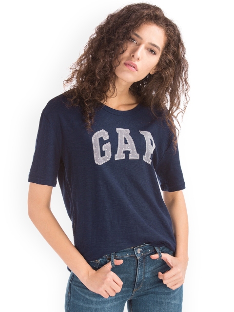 

GAP Women Blue Solid Top