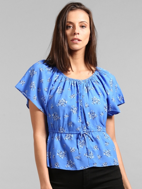 

GAP Women Blue Printed Top