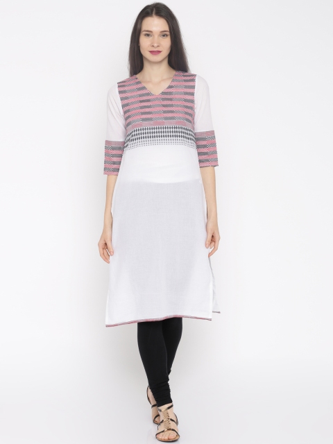 

Aurelia White Kurta with Woven Design