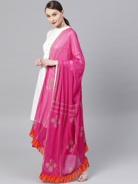 

Rain & Rainbow Pink Printed Dupatta