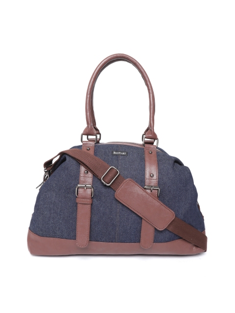 

BAD HABIT Men Navy Blue & Brown Denim Duffel Bag