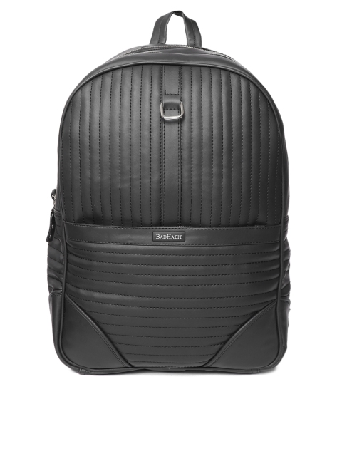

BAD HABIT Men Black Quilted Backpack