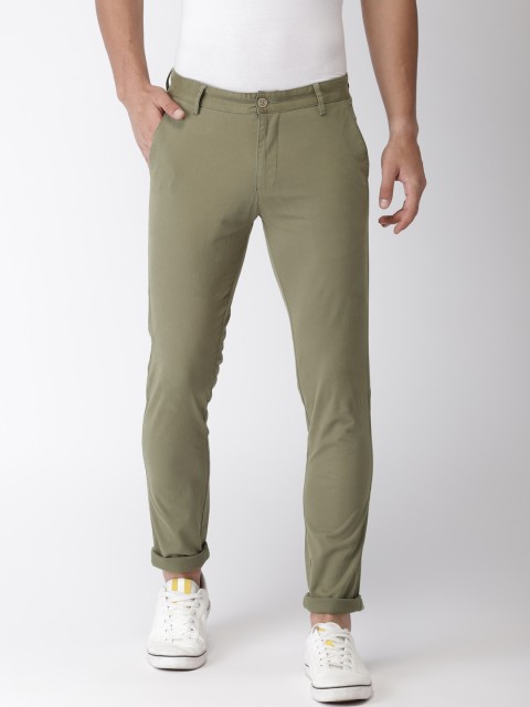 

Club York Men Olive Green Slim Fit Solid Chinos