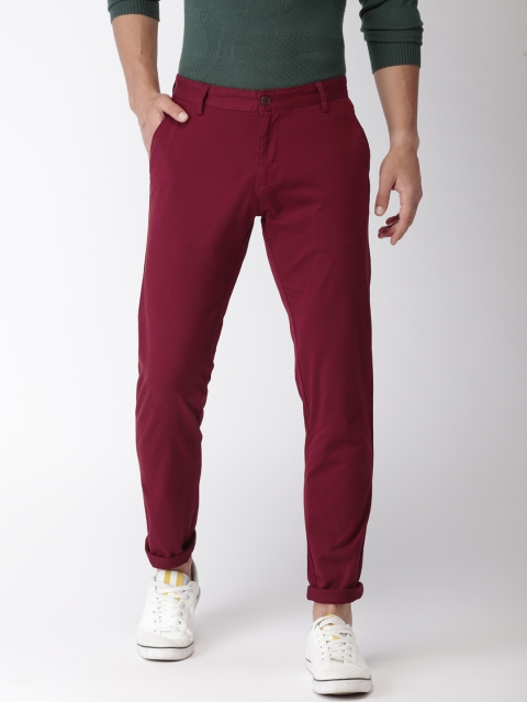 

Club York Men Maroon Slim Fit Solid Chinos