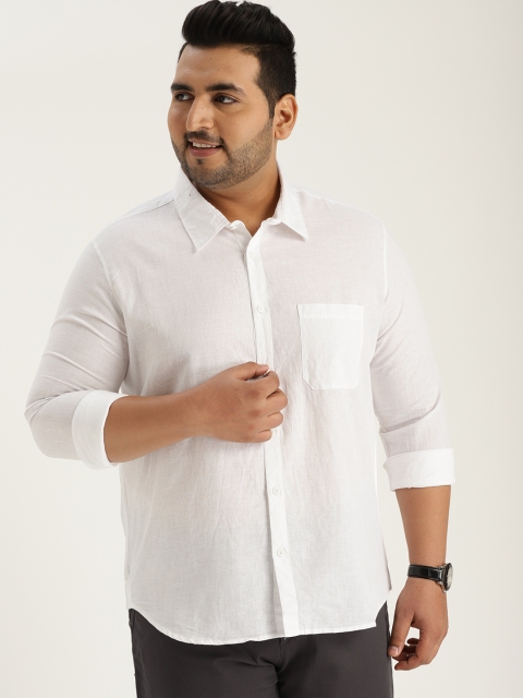 

Sztori Plus Size Men White Regular Fit Solid Casual Shirt