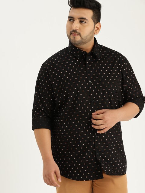 

Sztori Plus Size Men Black Brown Regular Fit Printed Casual Shirt