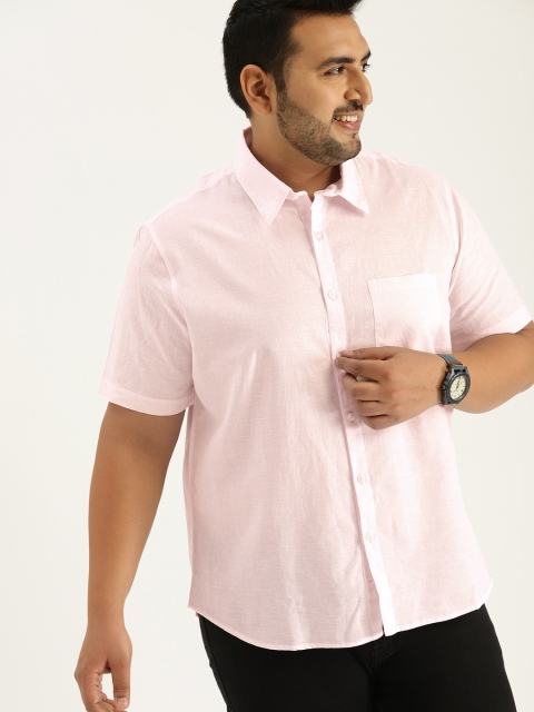 

Sztori Plus Size Men Pink Solid Regular Fit Casual Shirt