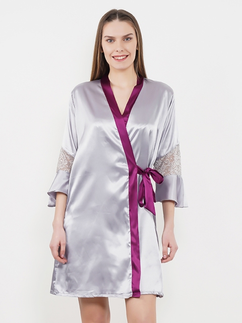 

Sweet Dreams Purple & Grey Solid Nightdress 2709A9