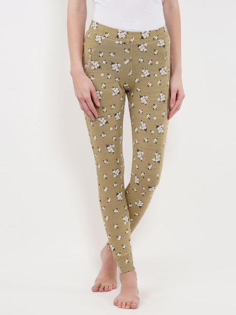 

Sweet Dreams Women Olive Green Printed Jogger Lounge Pants