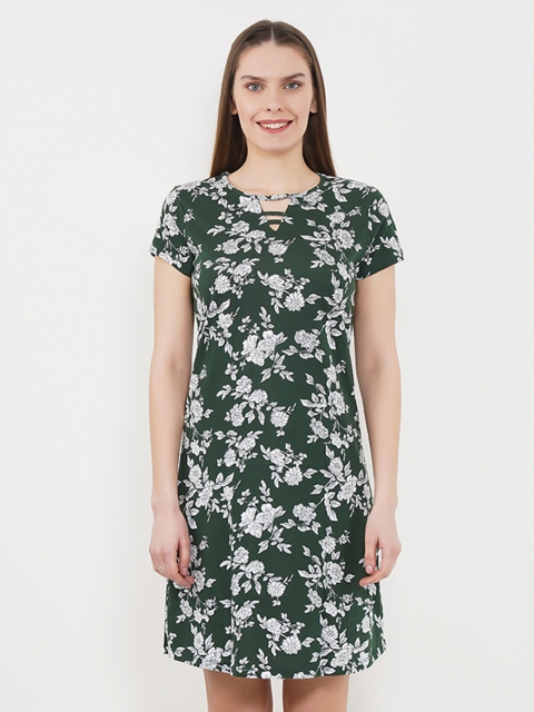 

Sweet Dreams Green & White Printed Nightdress