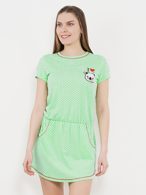 

Sweet Dreams Green Printed Nightdress