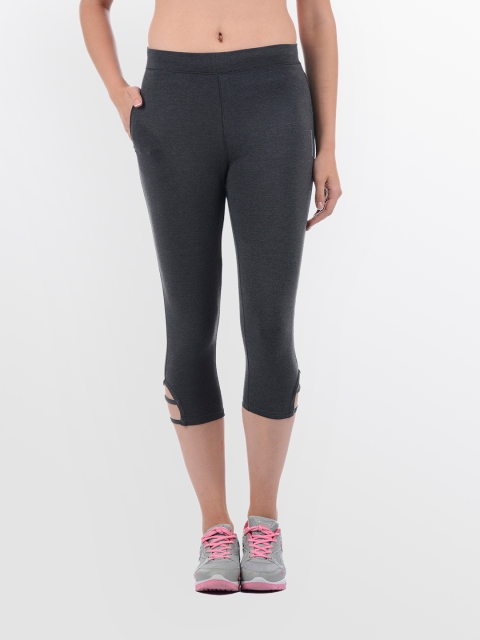 

Sweet Dreams Women Charcoal Black Solid Regular Fit Cut Out Detail Capris
