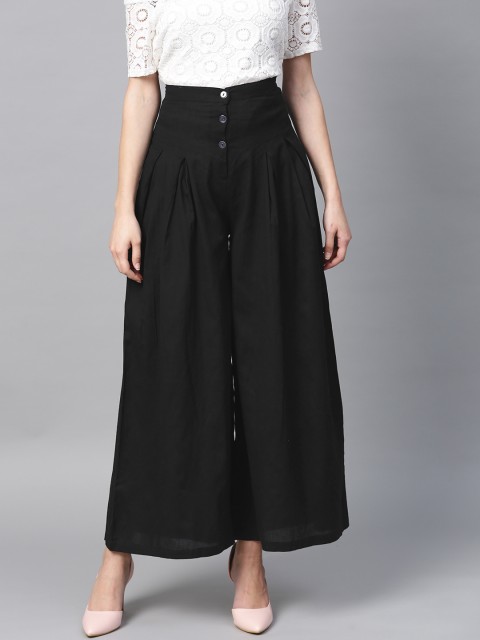 

Tulsattva Women Black Solid Wide Leg Palazzos