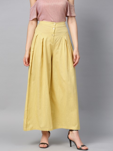 

Tulsattva Women Yellow Wide Leg Solid Palazzos